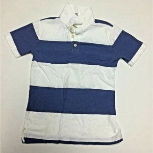 J Crew Crewcuts Boys Polo Shirt Size 6 7 Striped Blue White Short Sleeve